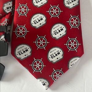 Hi Neighbor neck tie Narraganset Beer red white ship wheel logo spellout